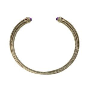 David Yurman Renaissance Amethyst Collar Choker Cable Necklace Yellow Gold 14k